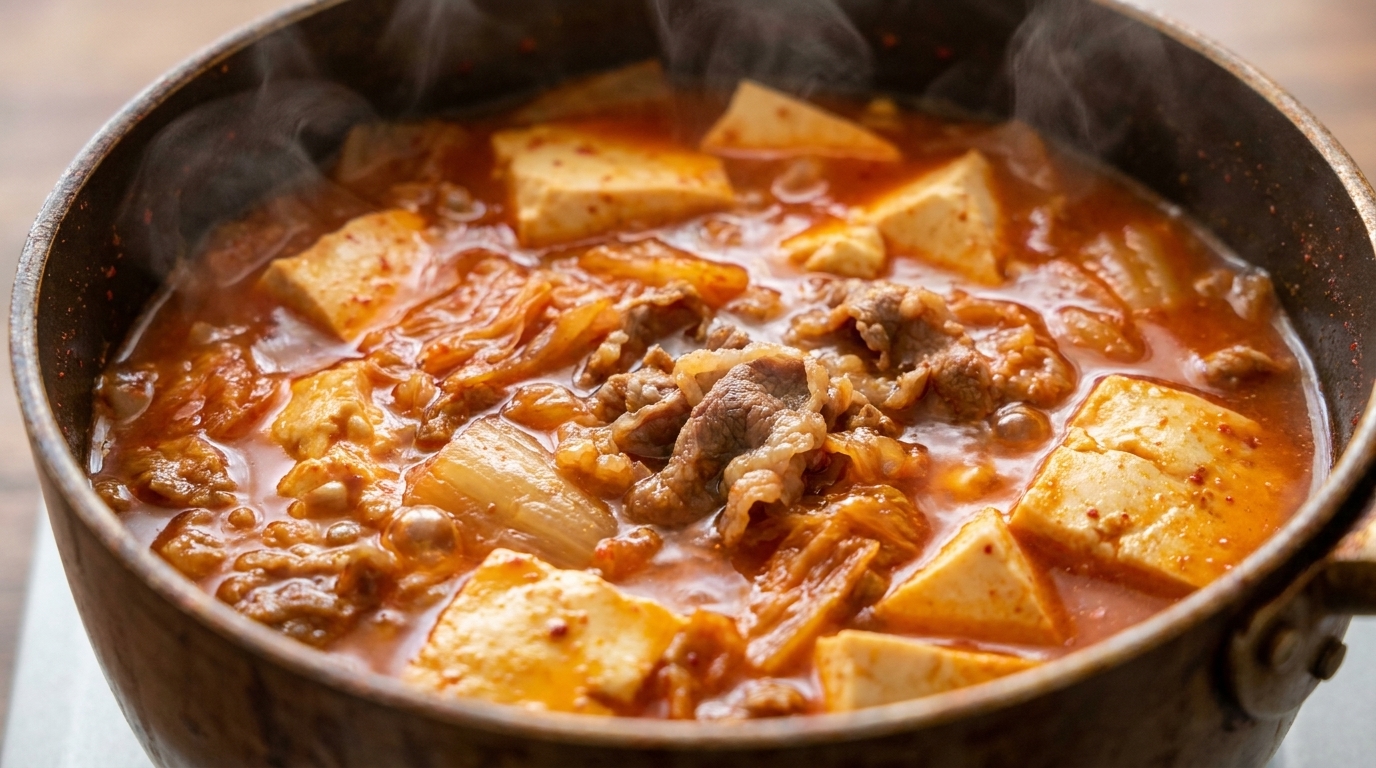 Zuppa di Kimchi e Tofu con Manzo (Kimchi Jjigae) Facile