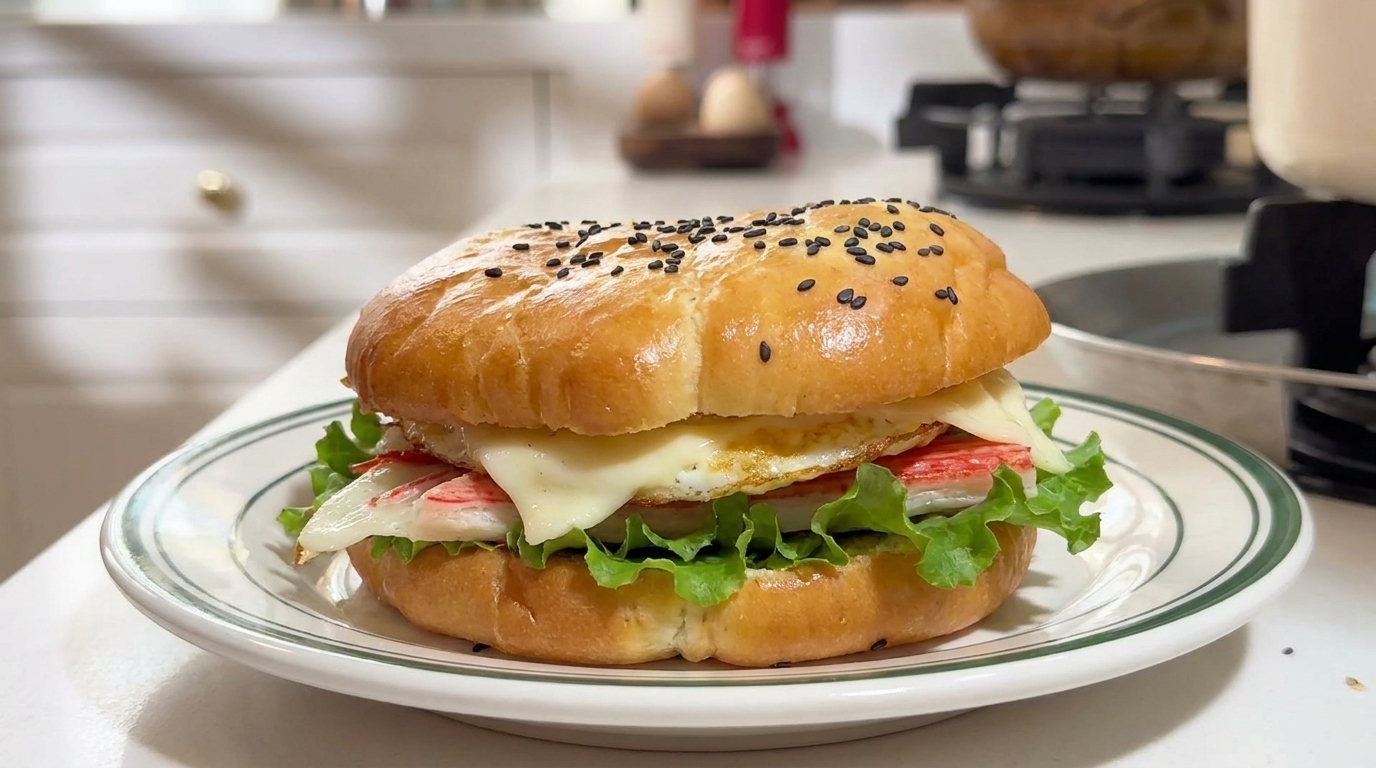 Burger Pancake al Burro con Uovo e Granchio