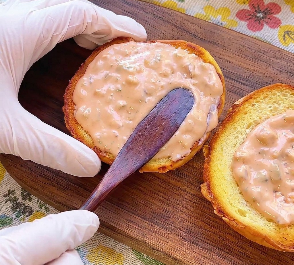 Un altissimo hamburger di manzo con formaggio fuso e bacon su un tagliere di legno accanto a pomodorini rossi freschi.