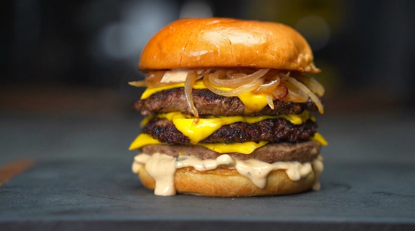 Il Double Cheeseburger Definitivo con Cipolle Caramellate