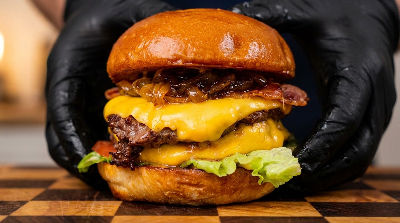 Double Wagyu Burger Gourmet con Cipolle Caramellate