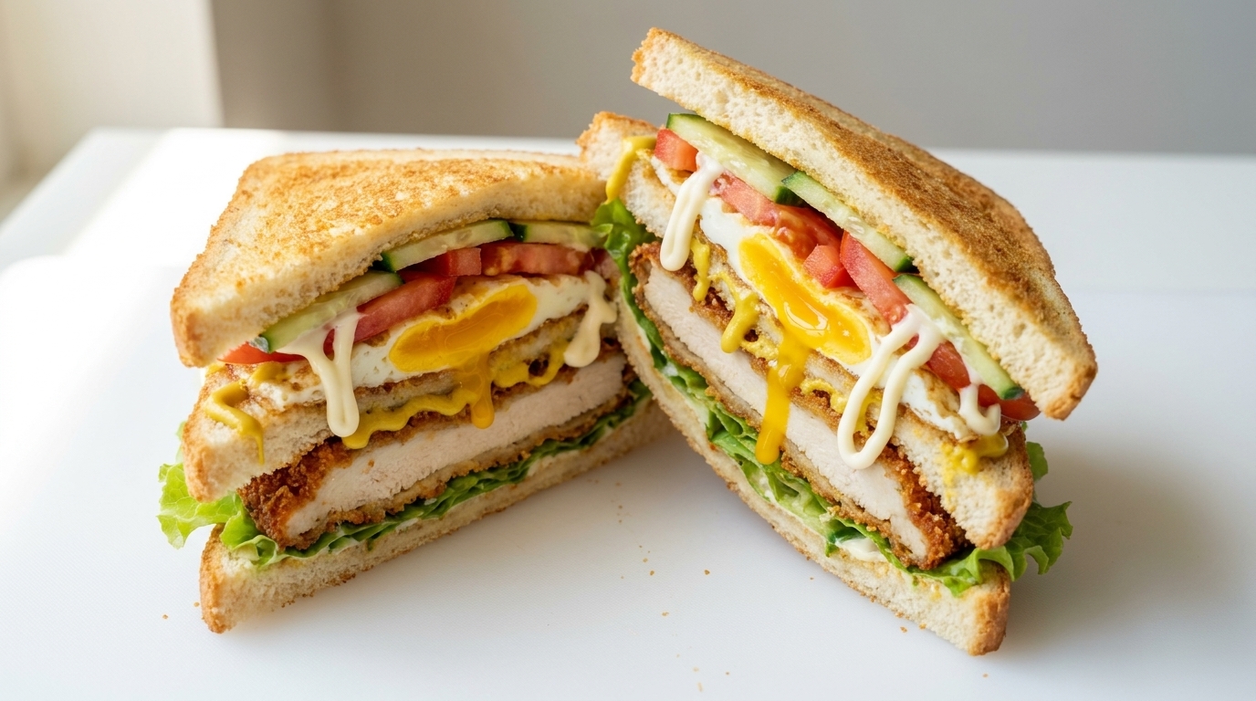 Club Sandwich al Pollo Croccante con Uovo Fritto