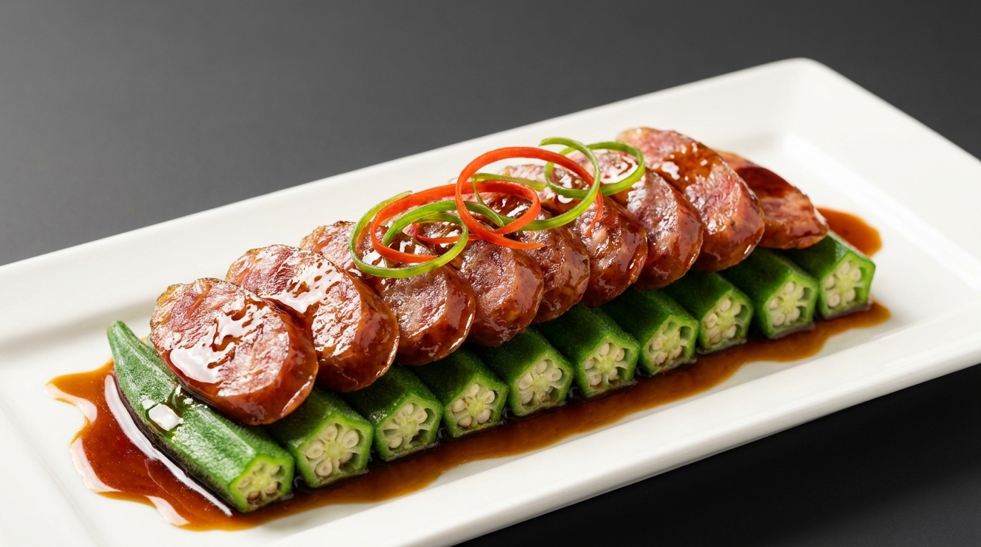 Salsiccia Cinese al Vapore con Okra