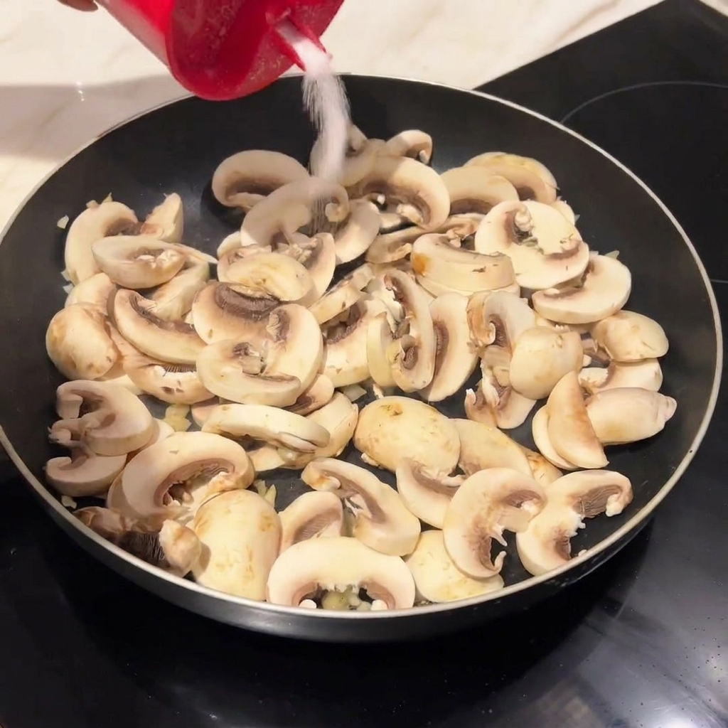 Burro e aglio tritato che sfrigolano in una padella calda.