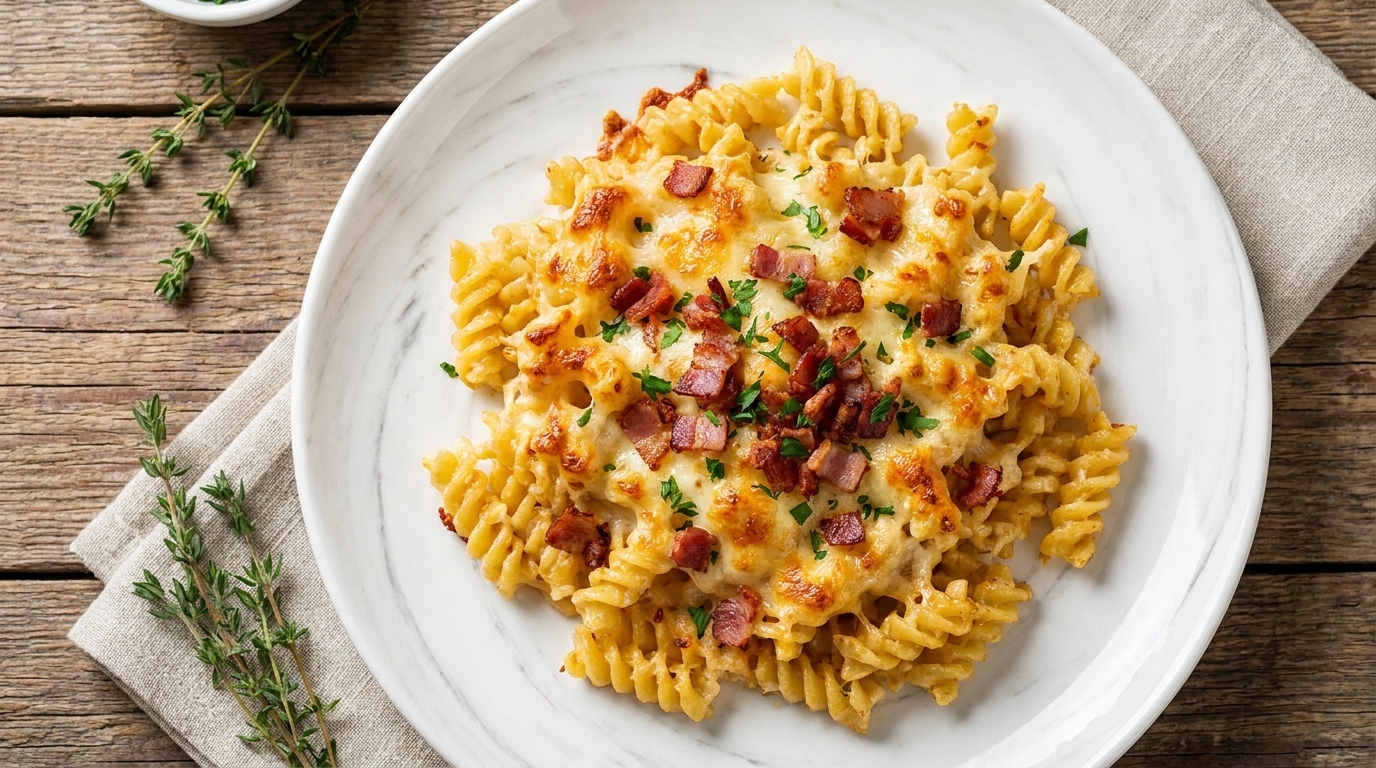Pasta al Forno con Pancetta e Formaggio