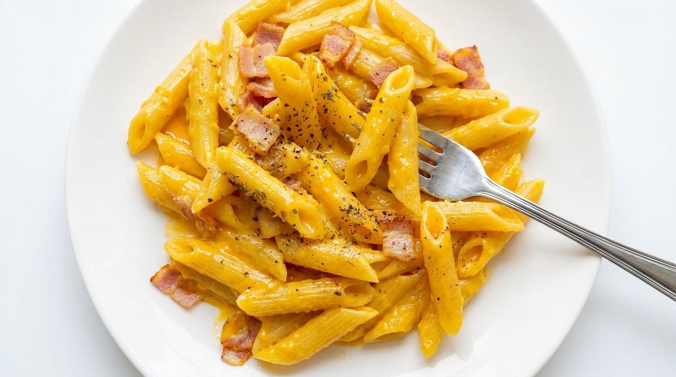 Penne alla Carbonara Cremosa: Pasta con Bacon e Formaggio