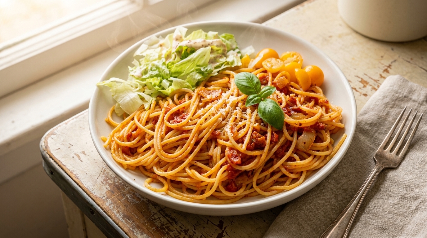 Spaghetti Classici con Pancetta e Pomodoro