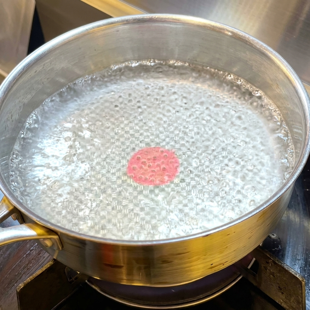 Pentola con acqua bollente, pronta per la cottura della pasta.