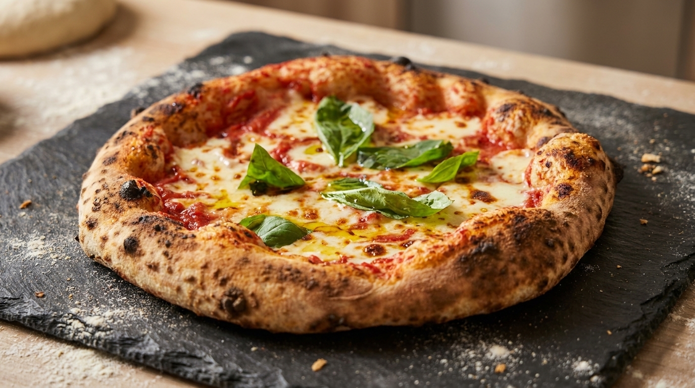 Pizza Margherita Classica con Impasto ad Alta Idratazione al 75%