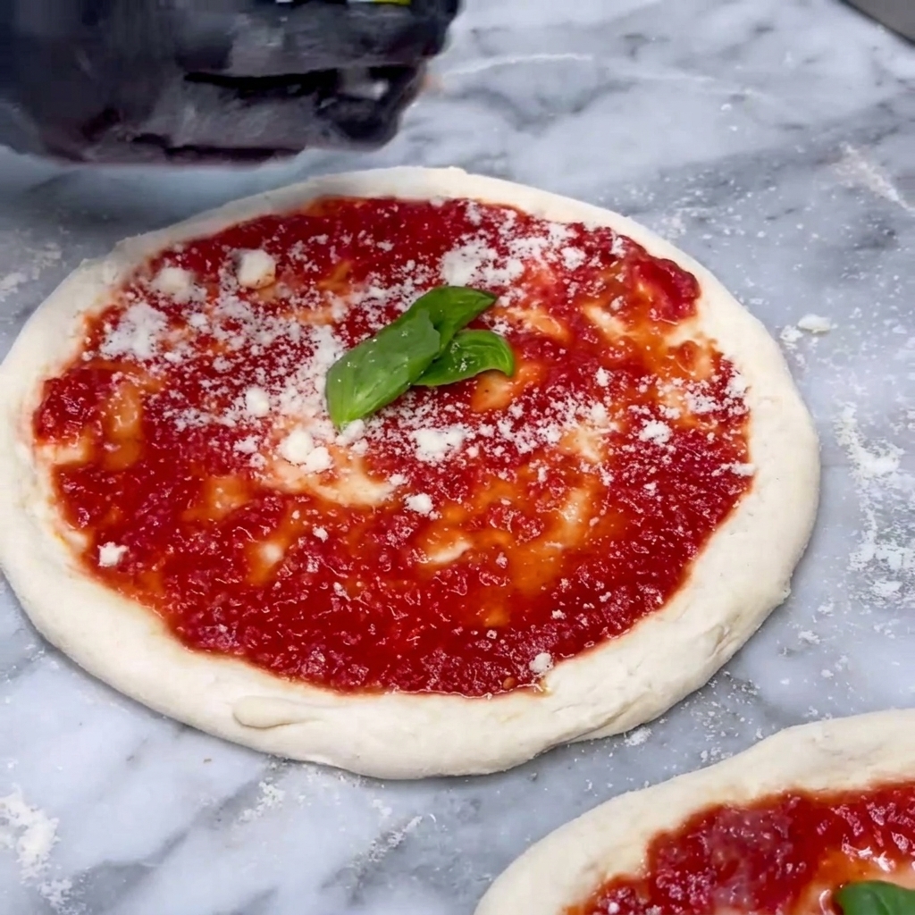Pezzi di fior di latte fresco aggiunti alla seconda base per pizza.