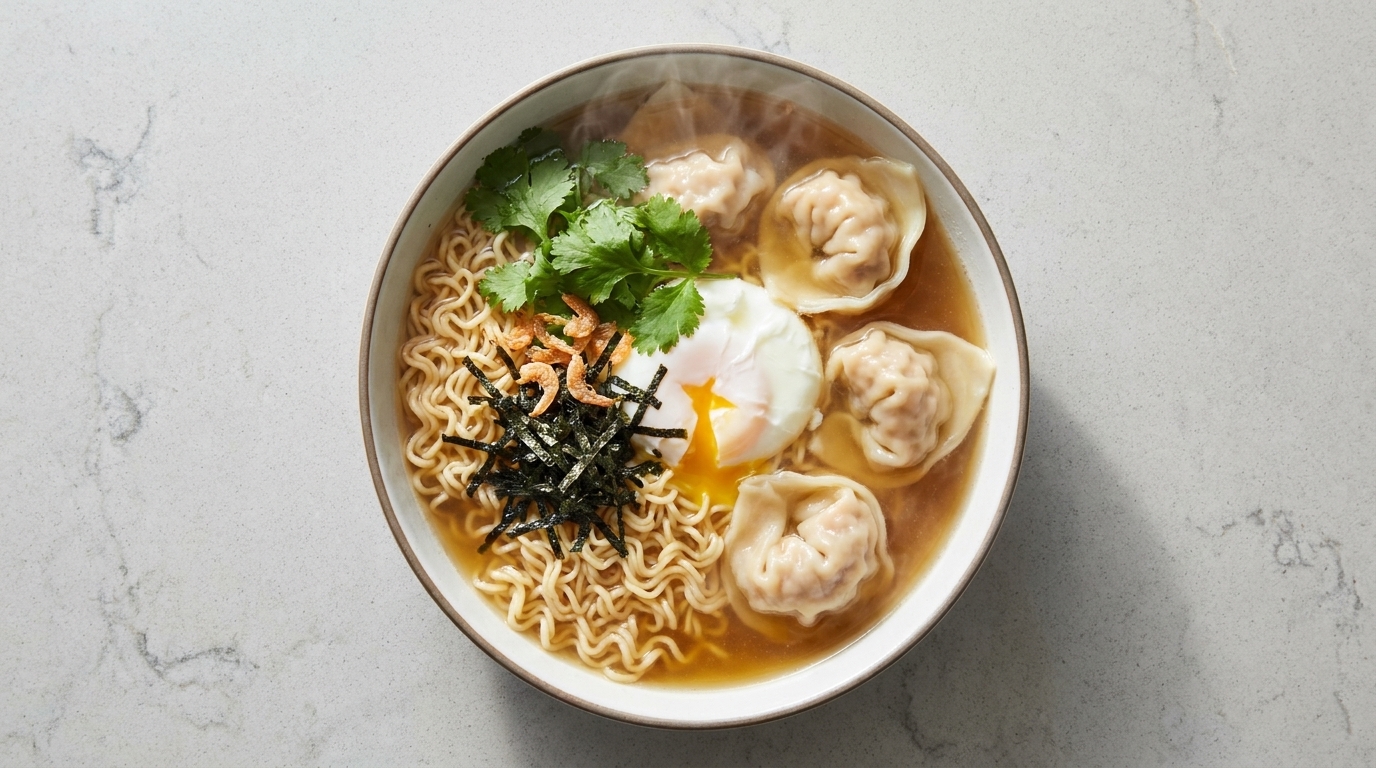 Zuppa di Noodle con Wonton in 15 Minuti