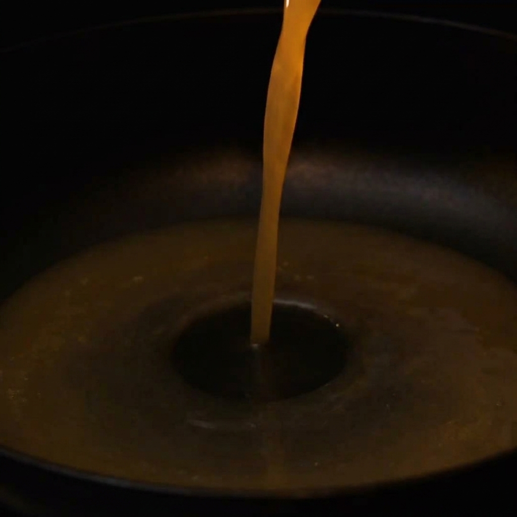 Un cucchiaio di pasta di miso e aglio tritato in una ciotola di ceramica vuota.