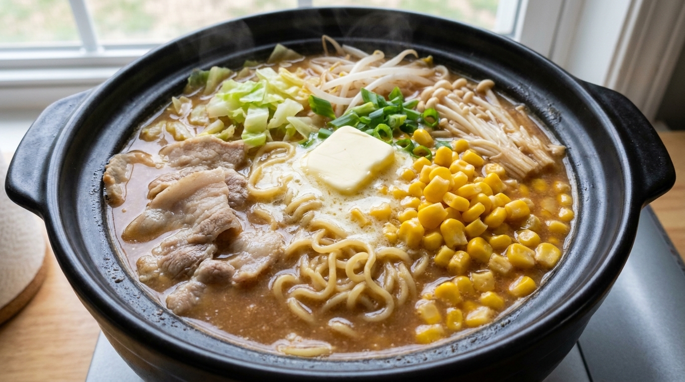 Hot Pot di Ramen al Miso e Mais con Burro