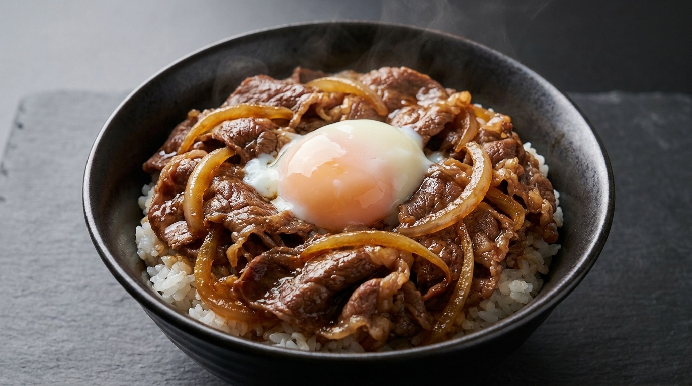 Gyudon Classico con Manzo Marmorizzato e Onsen Tamago