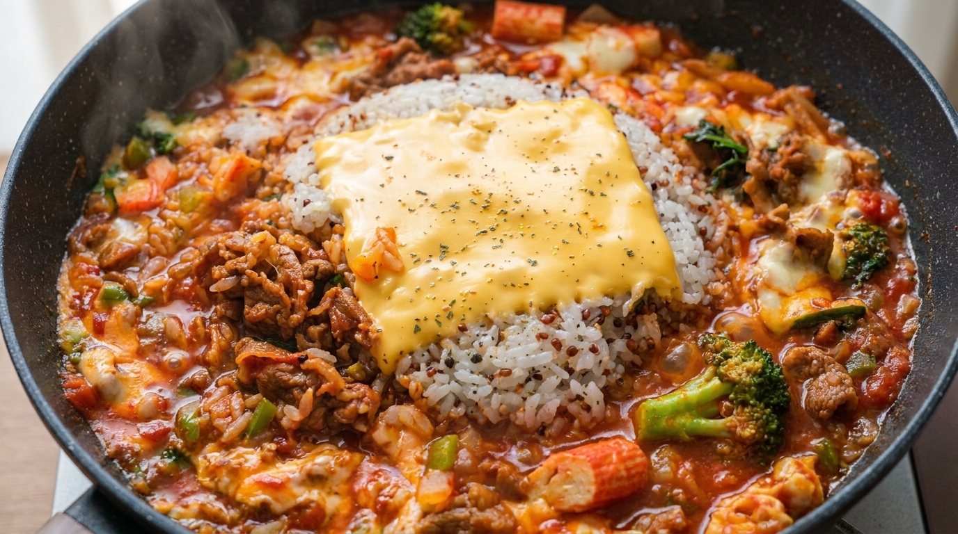 Padellata Saporita di Riso con Manzo e Formaggio