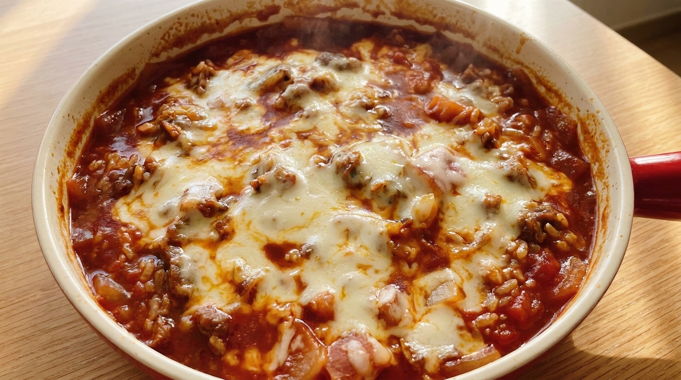 Stufato di Manzo e Riso al Formaggio in Padella