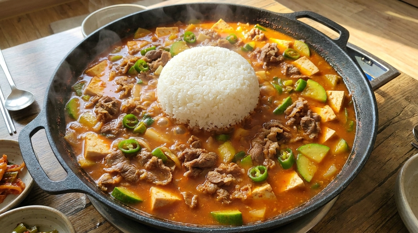 Doenjang Jjigae di manzo coreano con riso
