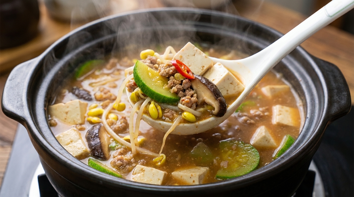 Autentico Stufato Coreano con Pasta di Soia (Doenjang Jjigae)