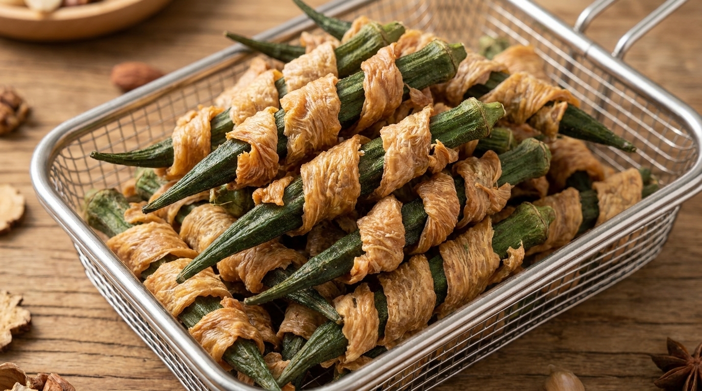 Snack Disidratati di Okra Avvolta nel Pollo per Animali Domestici