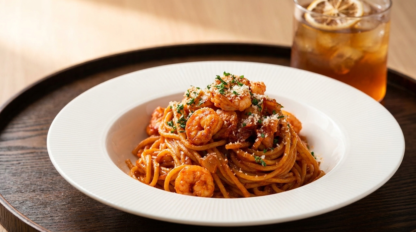 Pasta Piccante ai Gamberi e Aglio con Gochujang