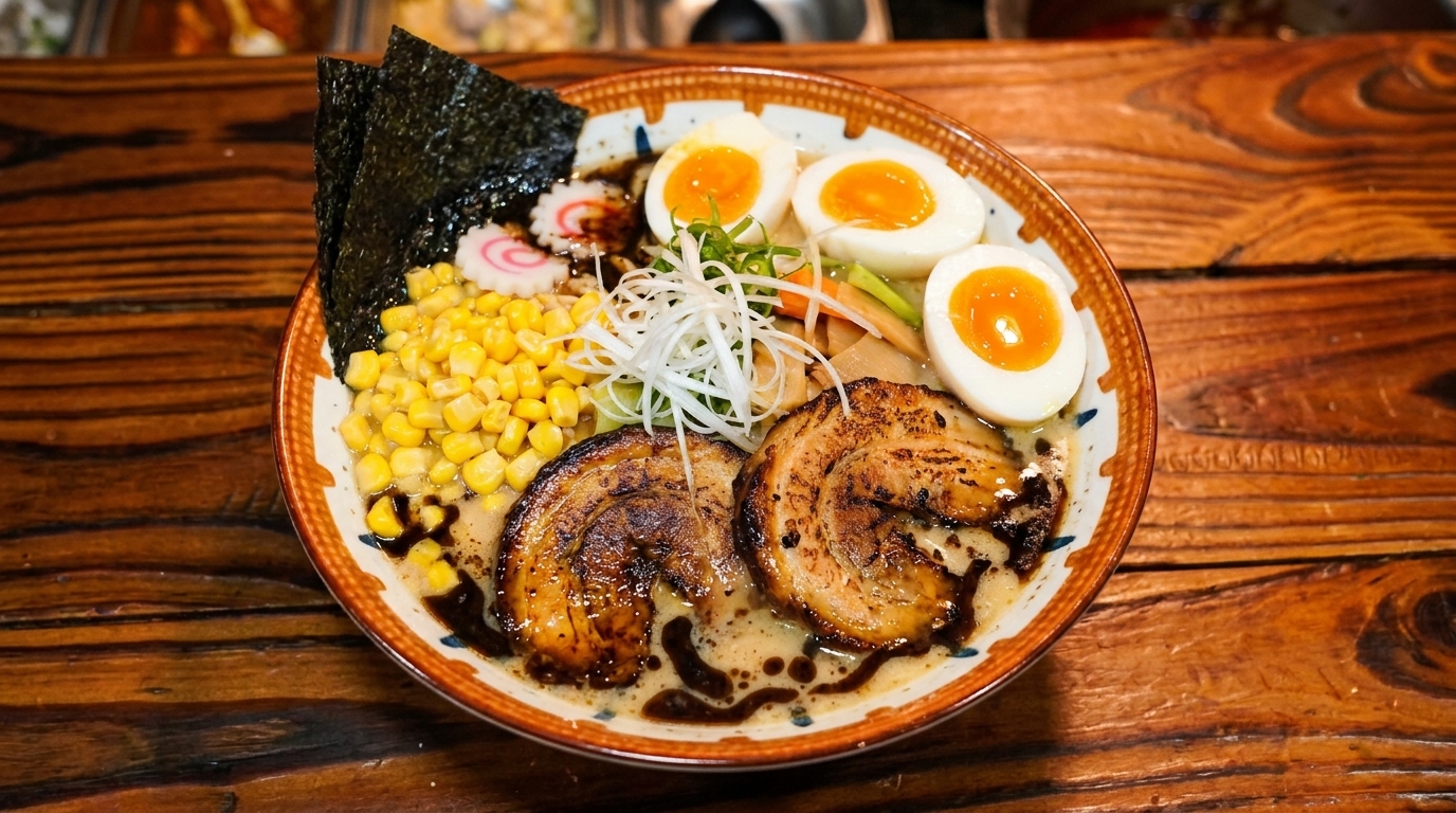 Kuro Mayu Ramen: Ramen con Chashu Grigliato e Olio all'Aglio Nero