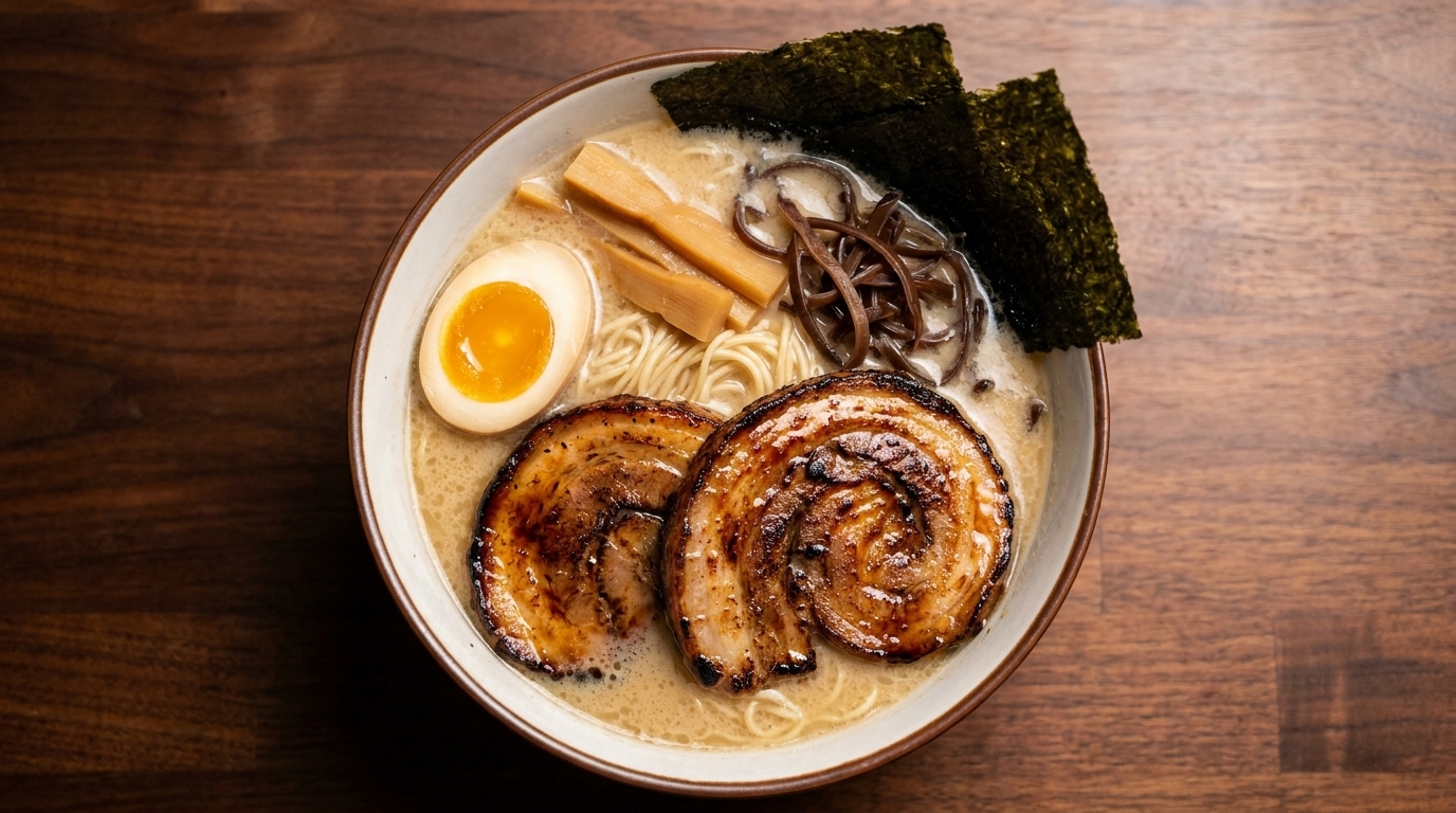 Autentico Chashu Pork e Tonkotsu Ramen Giapponese