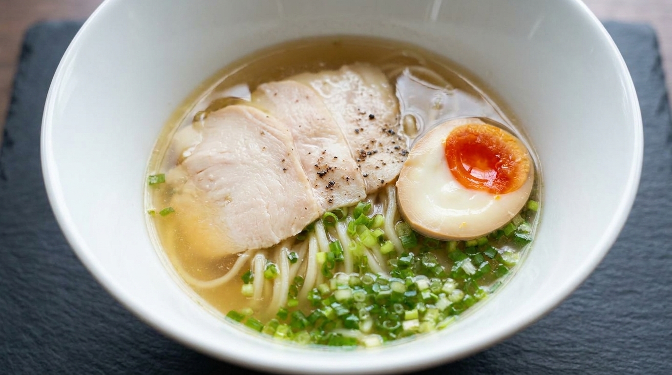 Ramen Shio di Pollo Classico (Brodo Limpido al Sale)