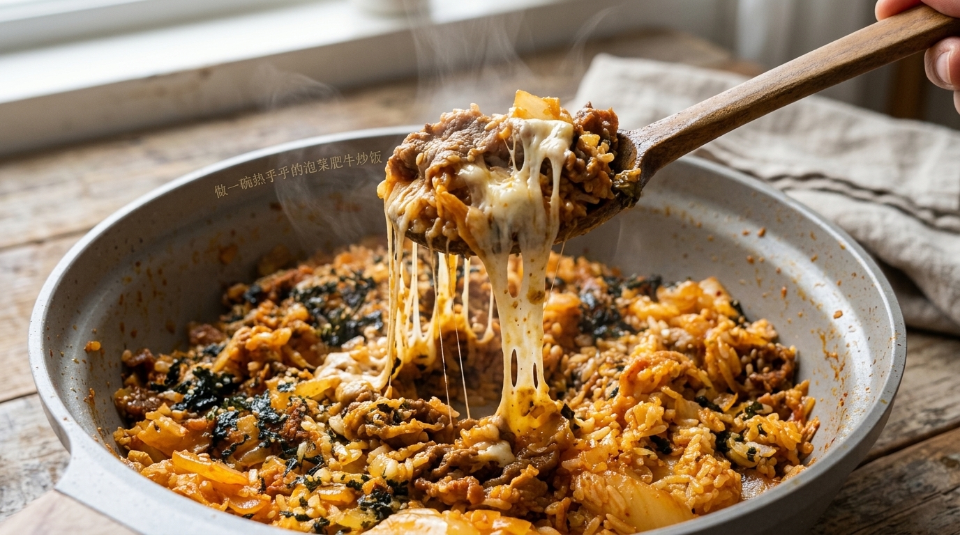 Riso Fritto al Kimchi e Manzo con Mozzarella Filante