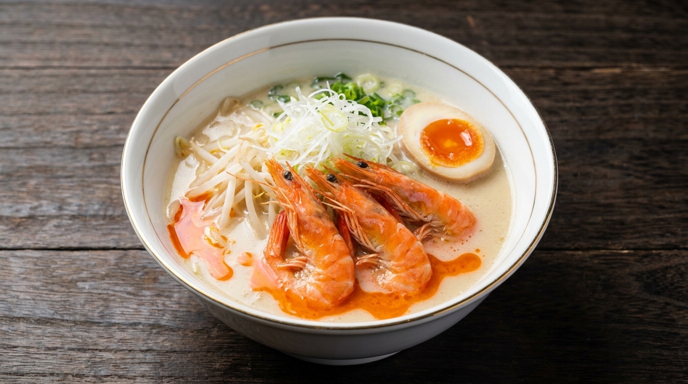Ramen ai Crostacei: Chicken Paitan con Olio ai Gamberi