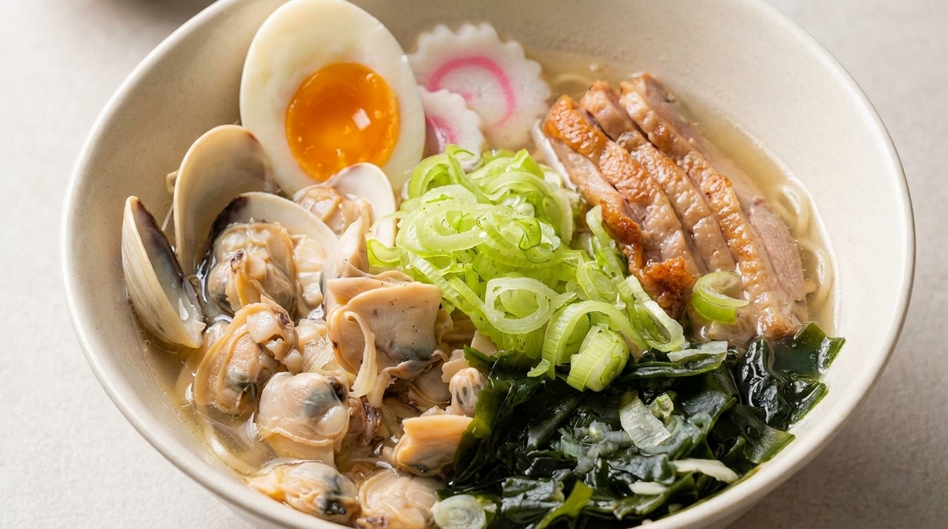 Ramen Shio alle Vongole con Anatra Rosolata Fatto in Casa