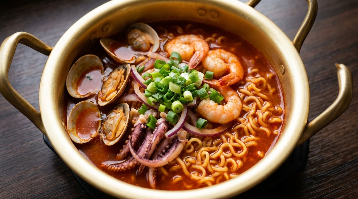 Shin Ramyun Piccante ai Frutti di Mare con Vongole e Gamberi