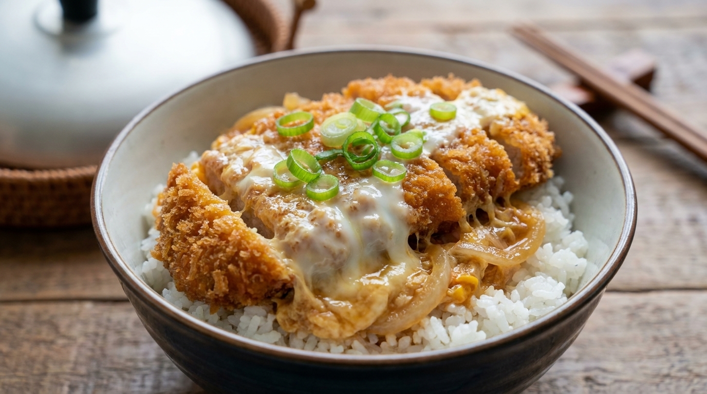 Katsudon Autentico: Ciotola Giapponese con Cotoletta di Maiale e Uova Setose