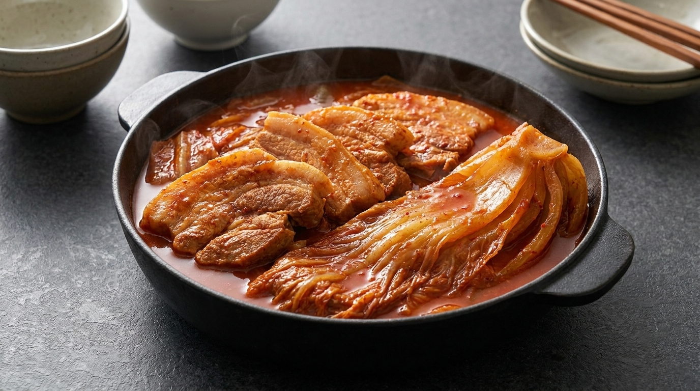 Pork Belly Aged Kimchi Jjim (Kimchi brasato con pancia di maiale)