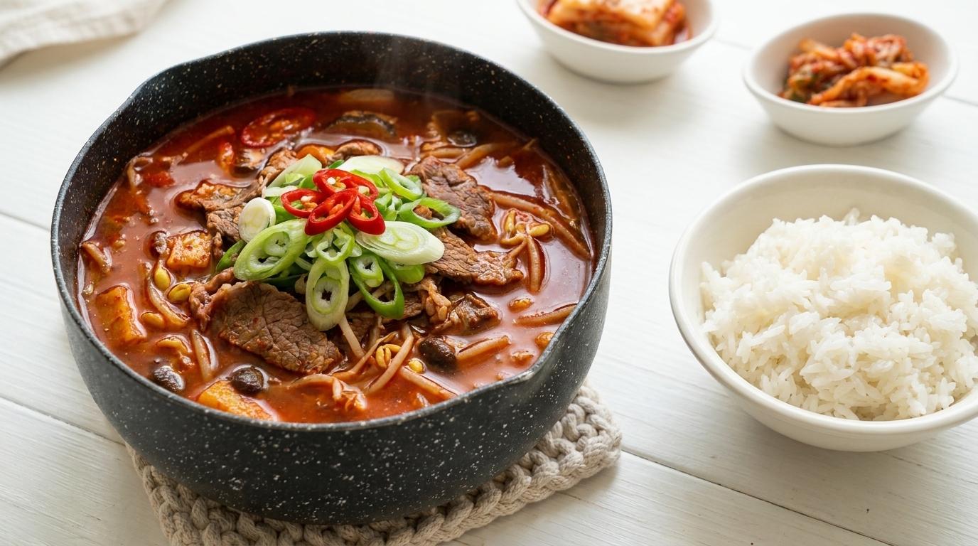 Zuppa Coreana Piccante di Manzo e Tofu (Stile Yukgaejang)