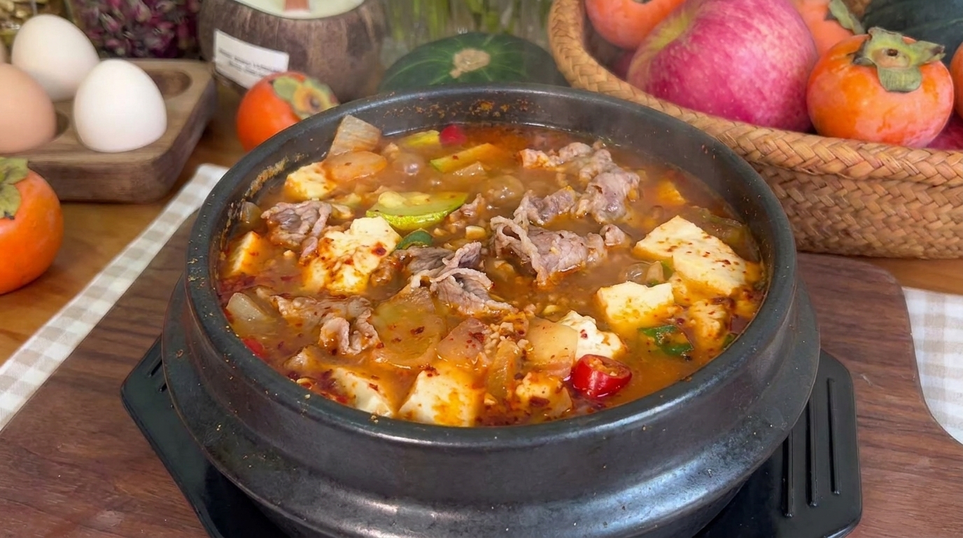 Zuppa Coreana di Pasta di Soia con Manzo (Doenjang-jjigae)