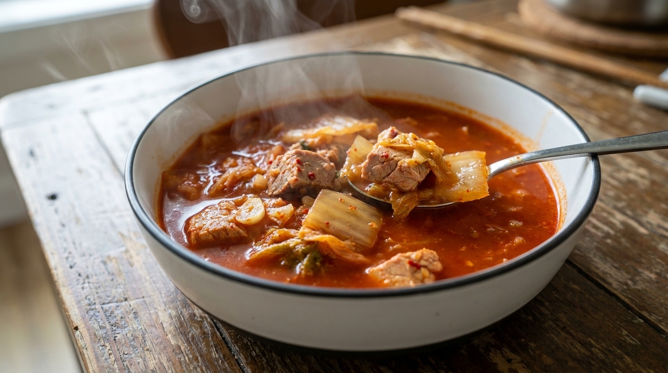 Zuppa Coreana di Kimchi e Tonno con Polpette di Riso Sfiziose (Chamchi Kimchi Jjigae)