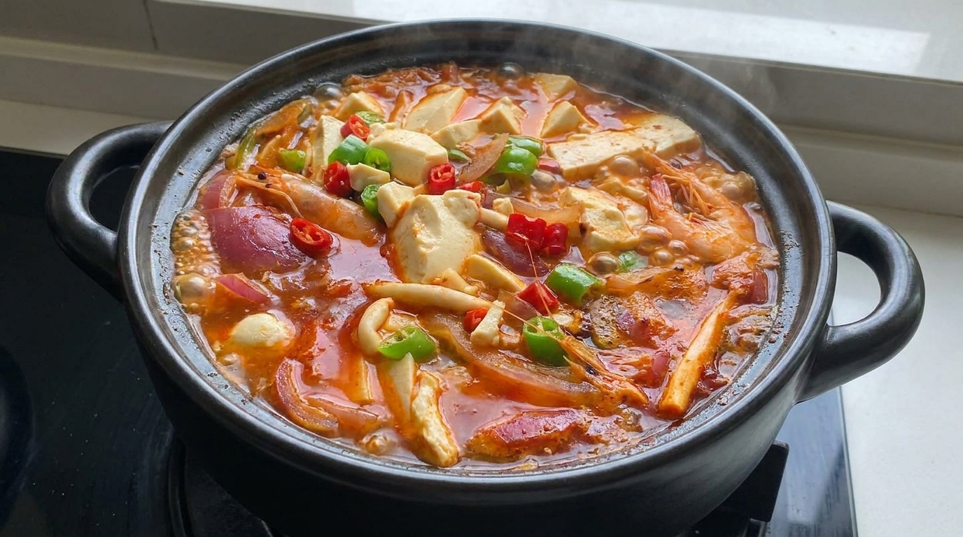 Zuppa Coreana Piccante di Kimchi e Tofu (Kimchi-jjigae)