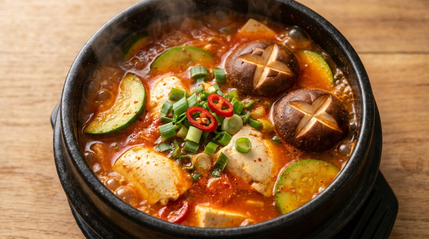 Zuppa Coreana Piccante al Tofu Morbido (Sundubu-jjigae)