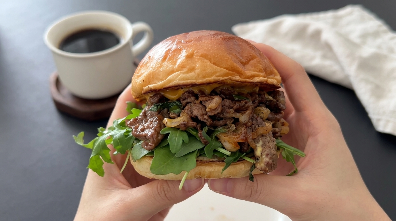 Burger Gourmet con Straccetti di Manzo e Cipolle Caramellate