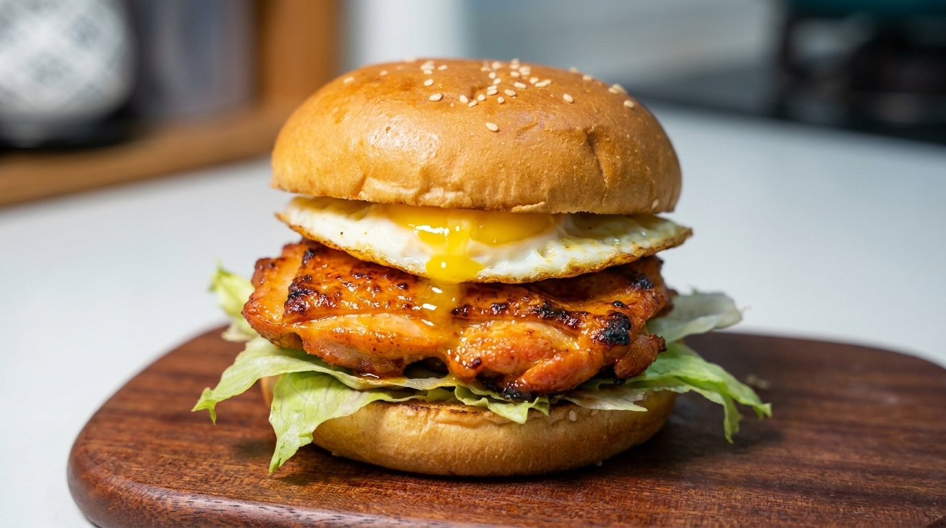 Burger di Pollo all'Orléans con Uovo Fritto