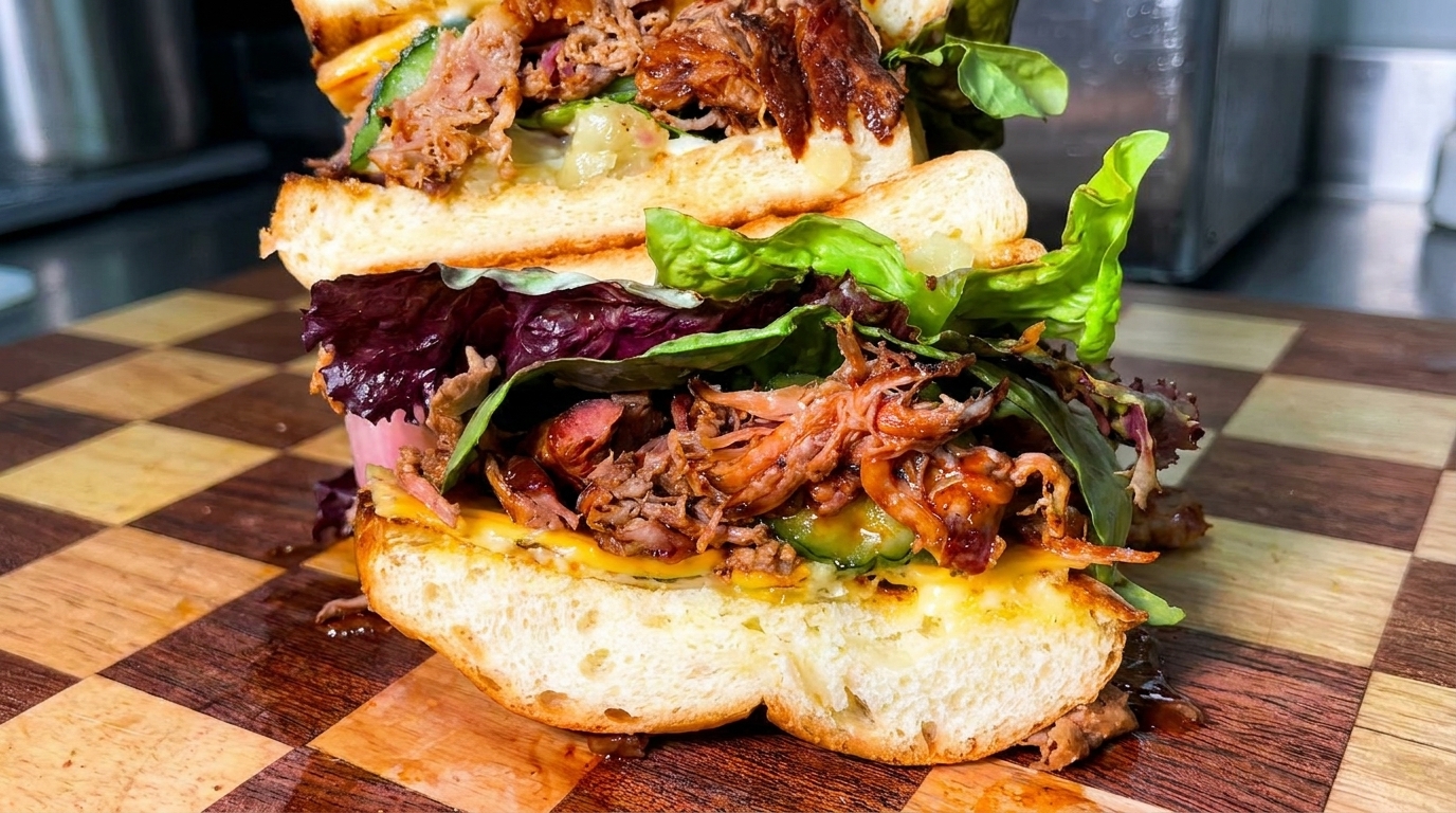 Burger Gourmet di Pulled Pork Affumicato con Ananas