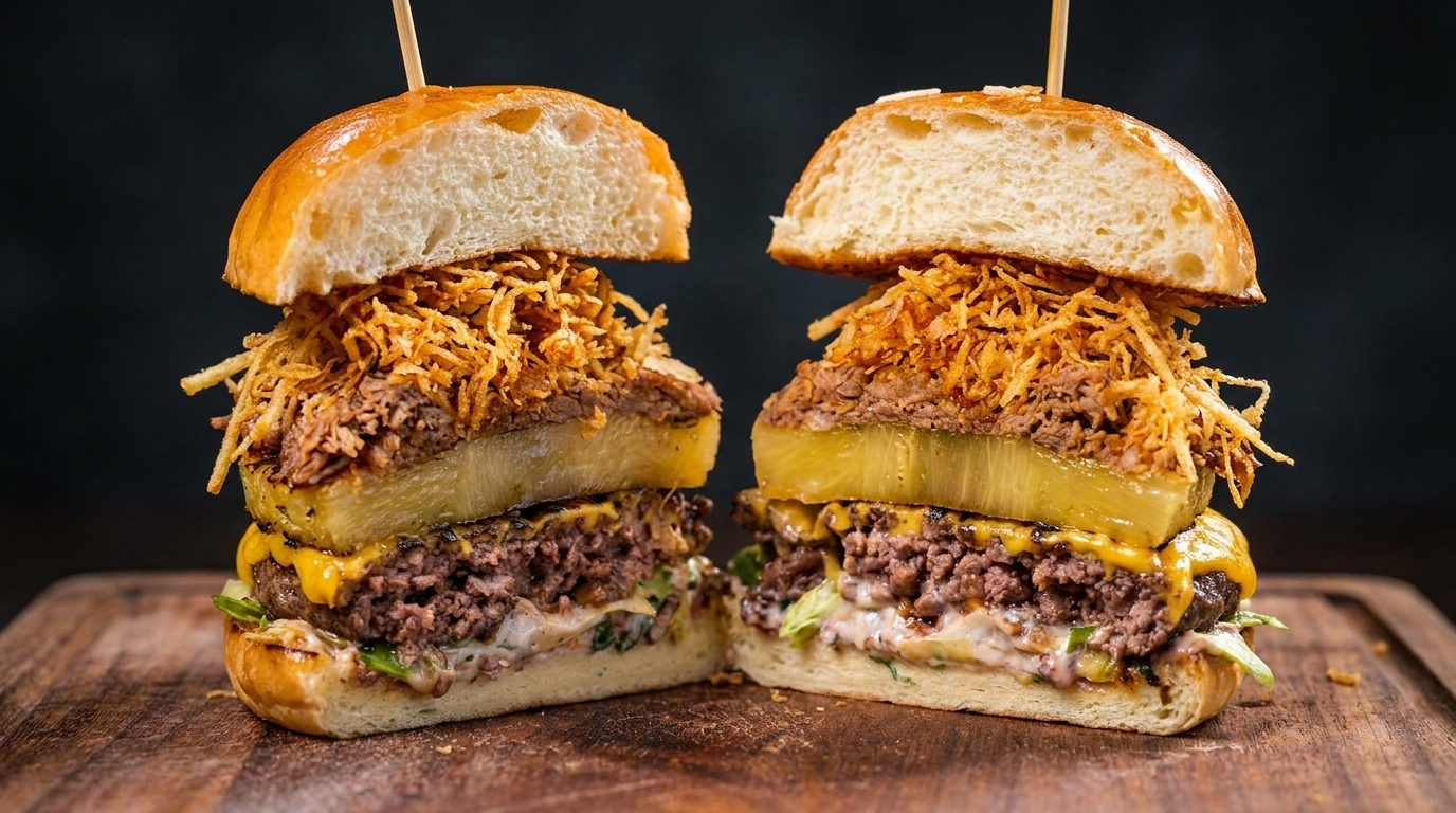 Hamburger Americano Gourmet Farcito con Pulled Pork