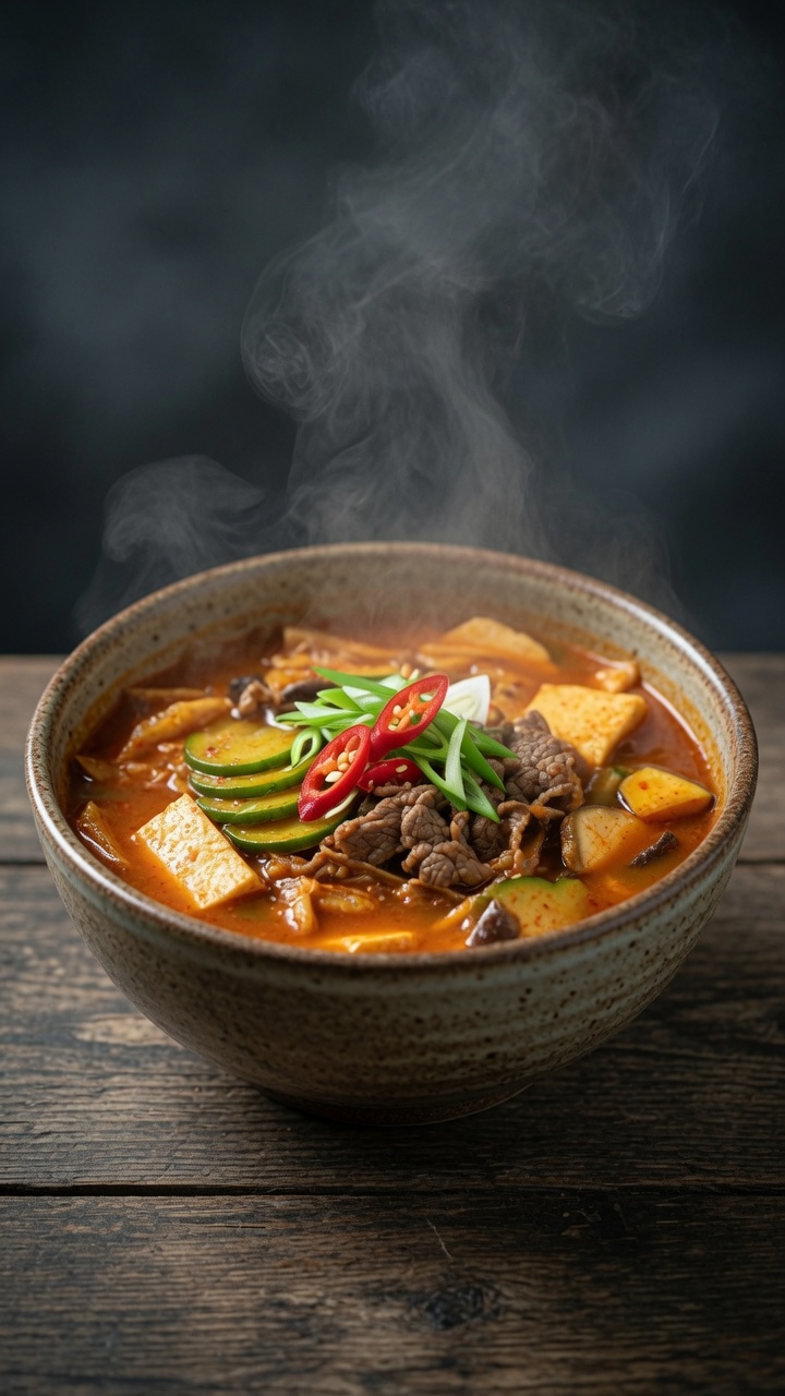 Zuppa Coreana Piccante di Manzo e Kimchi