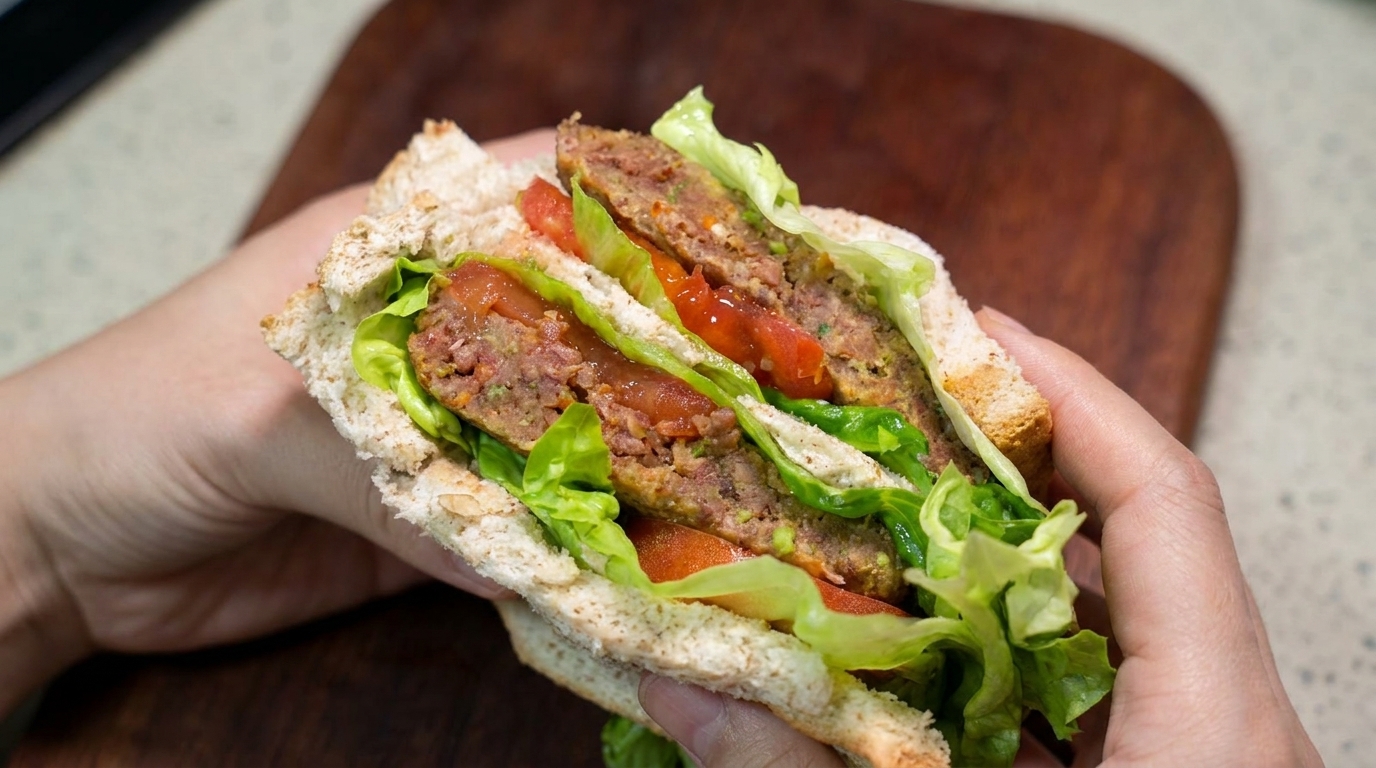 Panino Salutare con Hamburger di Manzo Fatto in Casa
