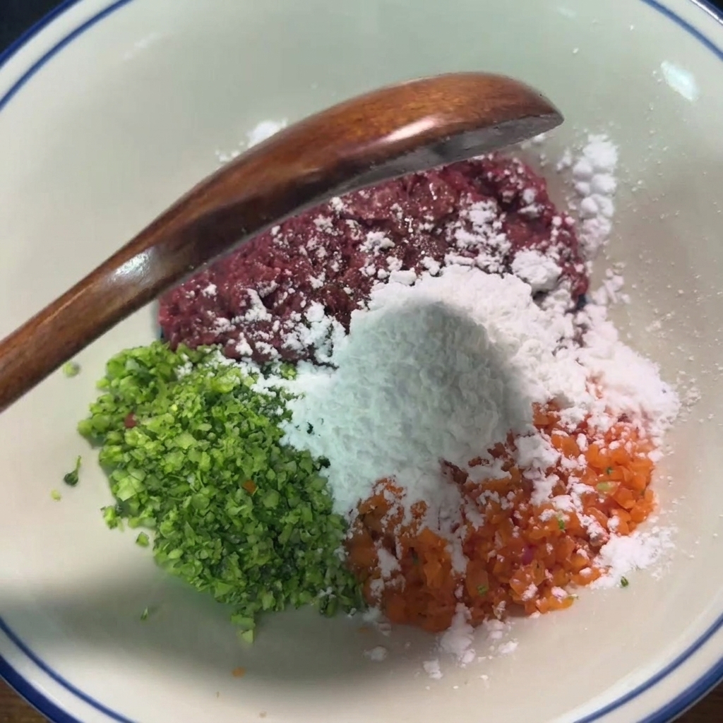 Un mucchio di noodle piccanti conditi, guarniti con semi di sesamo e scaglie di alga.