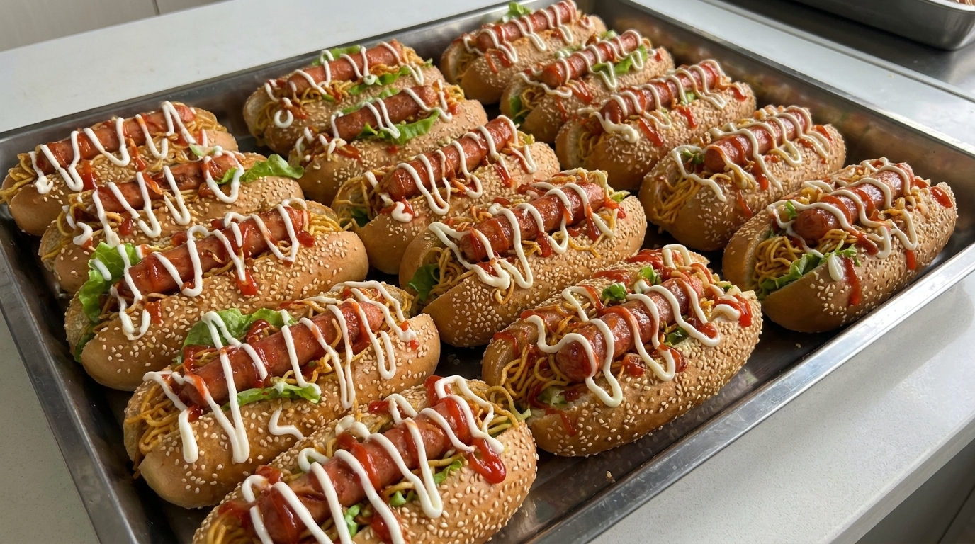 Hot Dog Burger con Noodles Buldak