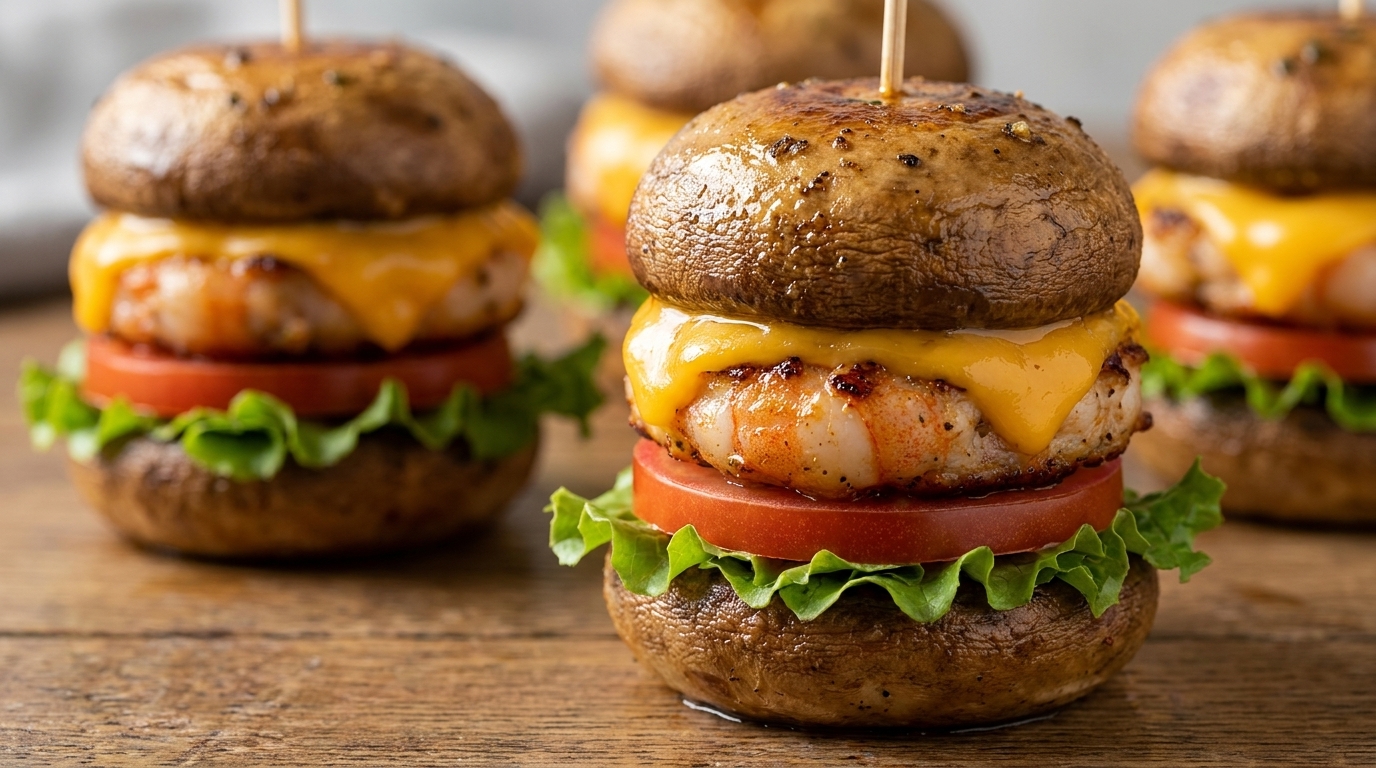Mini Hamburger di Funghi e Gamberi