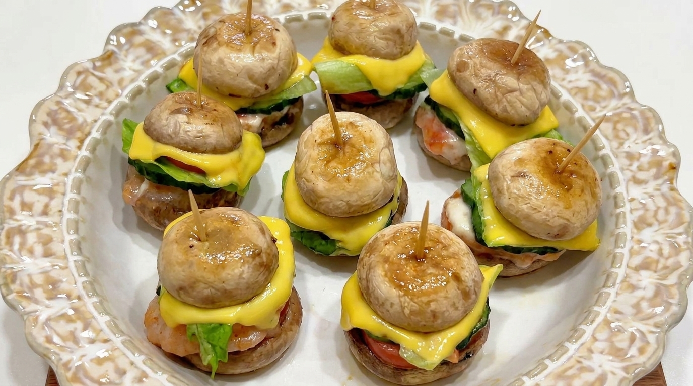 Mini Hamburger di Funghi e Gamberi