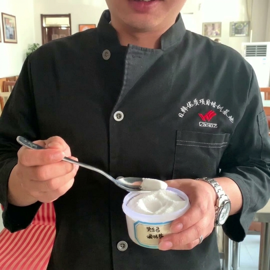 Una piccola quantità di sale cosparsa nella salsa al miele e senape finita.