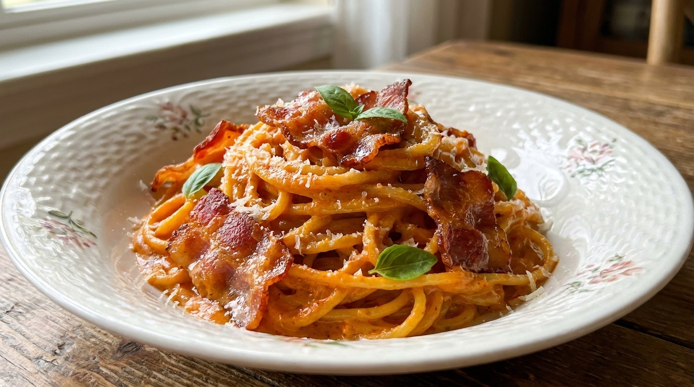 Pasta Panna e Pancetta Piccante in Stile Seoul